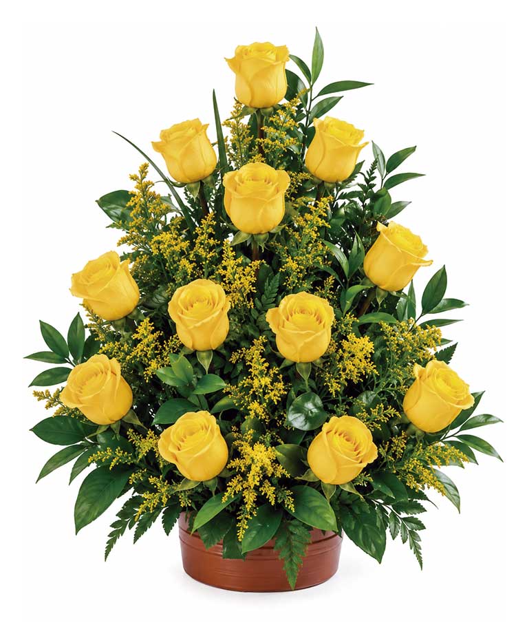 Arreglo floral de rosas amarillas