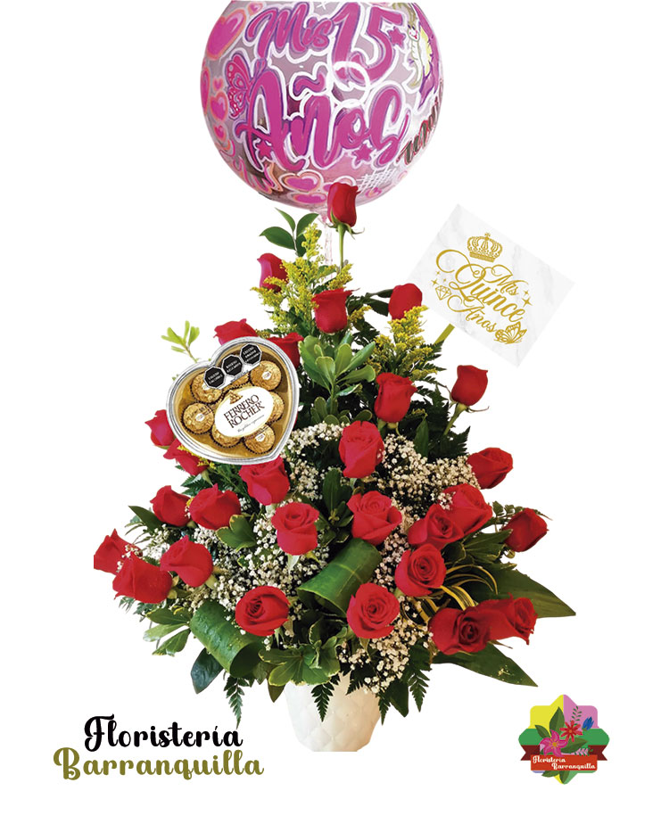Arreglo floral para quinceañera