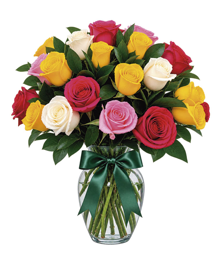 Jarrón de rosas de colores