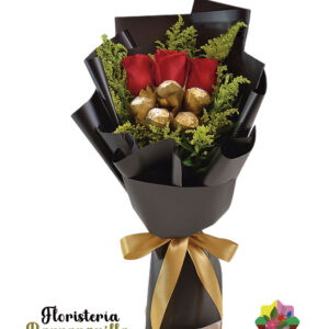 Ramo de rosas con chocolate Ferrero