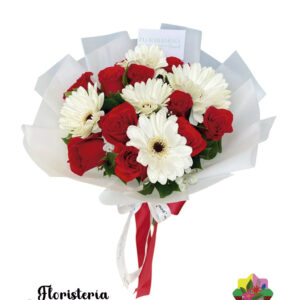 Ramo de rosas con gerberas