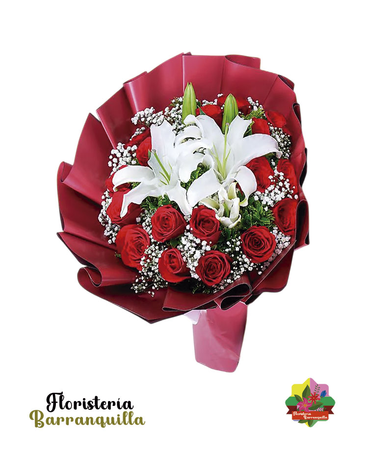 Ramo de rosas con lirios